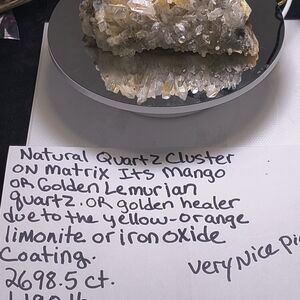 Natural Quartz Cluster with Yellow-Orange Coating